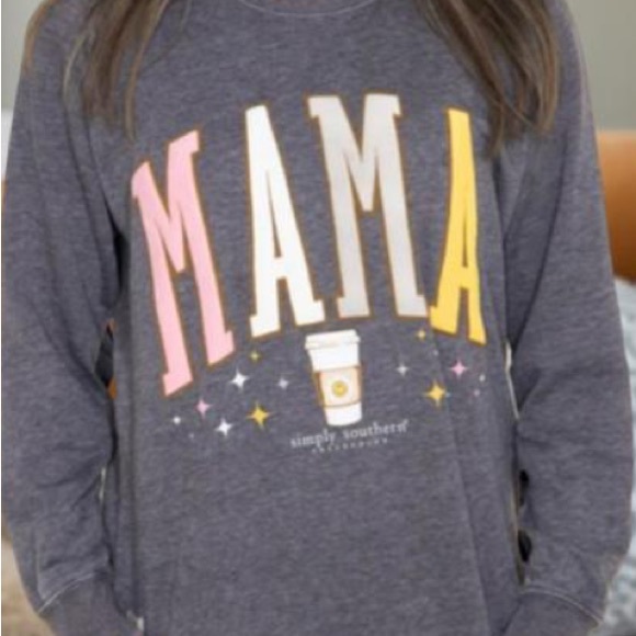 Simply Southern Mama Sweatshirt (Mama needs coffee 😂)  Grey sweatshirt XL NWT - Picture 2 of 10